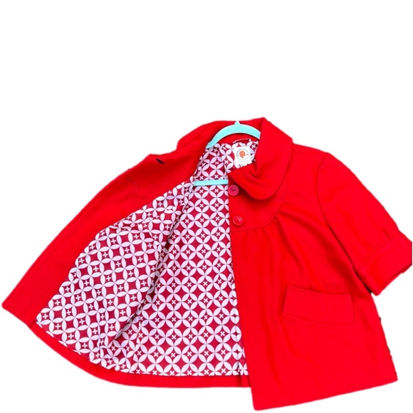 Sz L-tulle brand red swing style coat with front pockets (see description) - Picture 2 of 8